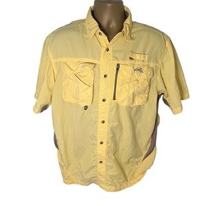 Natural Gear Utility Fishing Shirt Vented Zip Pocket Solar Yellow M